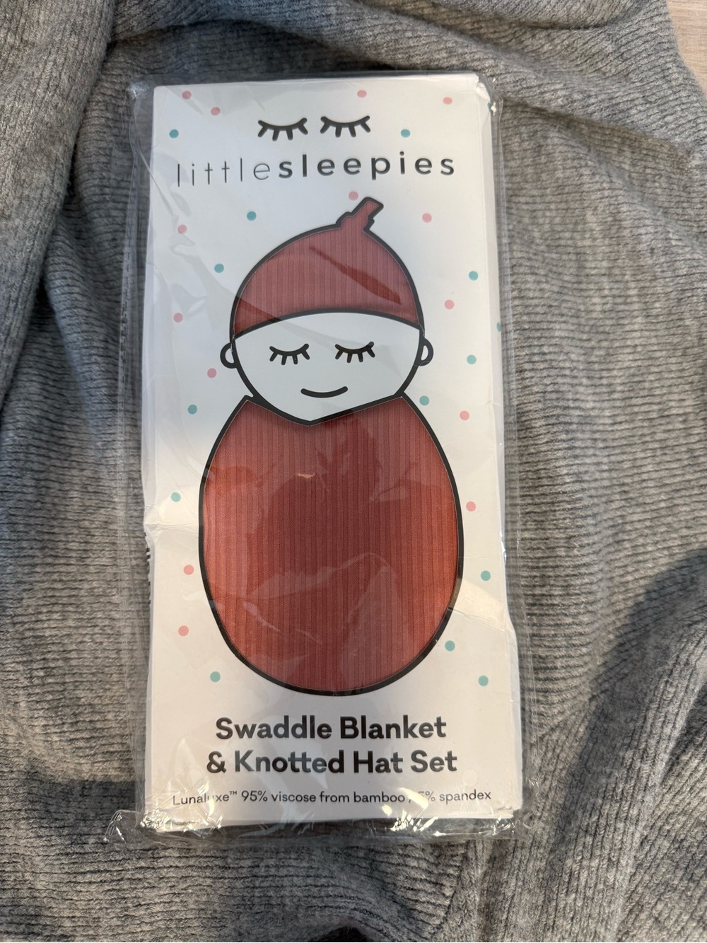 Little Sleepies Rust Swaddle Blanket & Knotted Hat Set - New - Lunaluxe